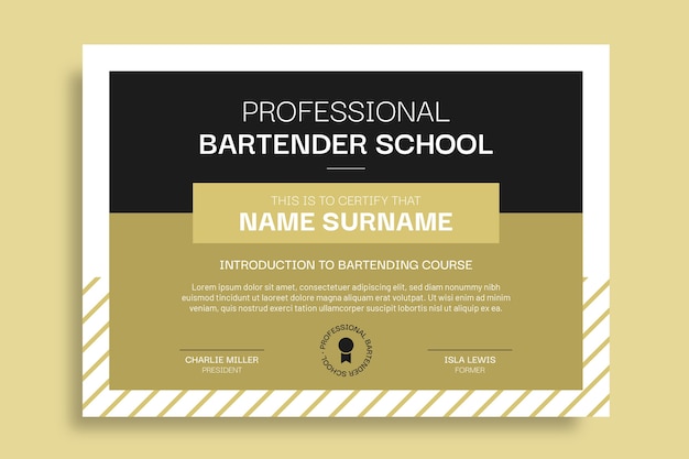 Certificado de escuela de barman moderno