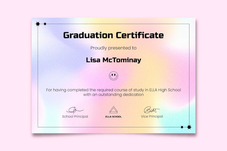 Vector gratuito certificado de escuela secundaria moderna de ella
