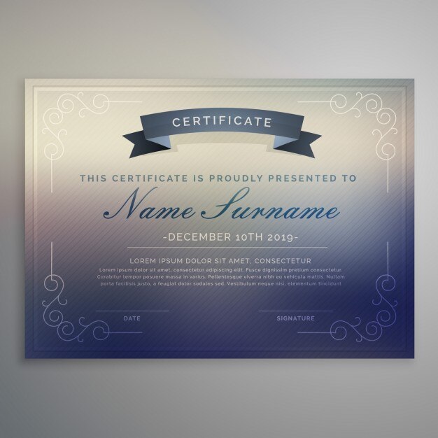 Certificado con un fondo borroso
