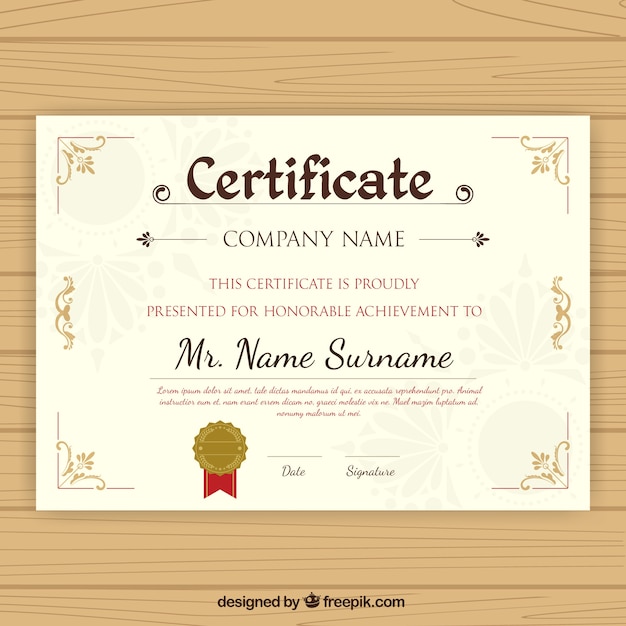 Certificado de graduación con decoración ornamental