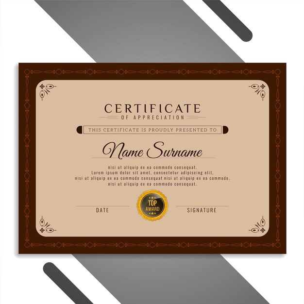 Certificado hermoso elegante abstracto