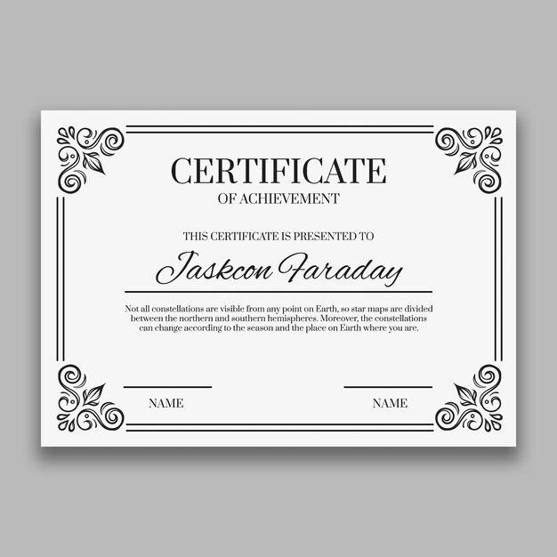 Certificado de logro clásico vintage