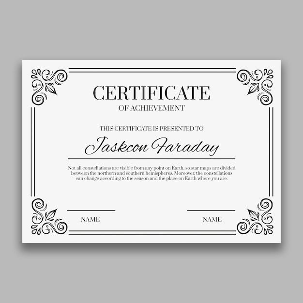 Certificado de logro clásico vintage