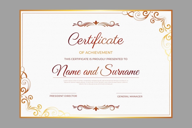 Certificado de logro de lujo