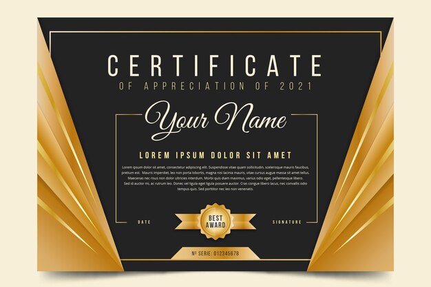 Certificado de lujo dorado degradado