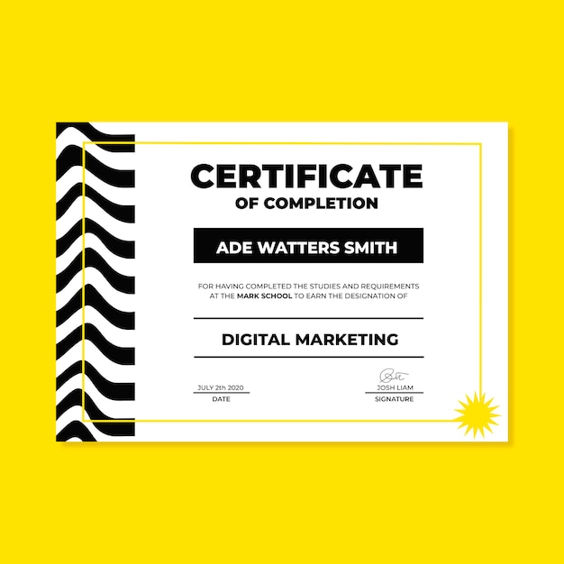 Certificado de marketing digital moderno ade