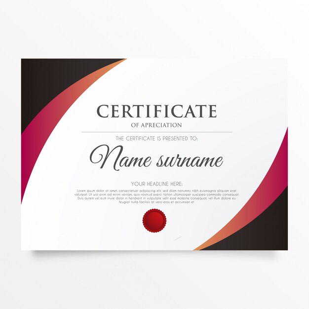 Certificado moderno de apreciación