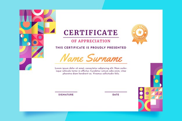 Certificado moderno degradado