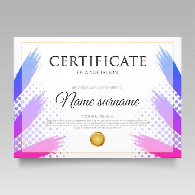 Certificado moderno con gradiente de bienvenida