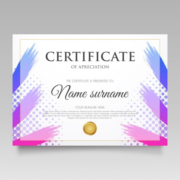 Certificado moderno con gradiente de bienvenida