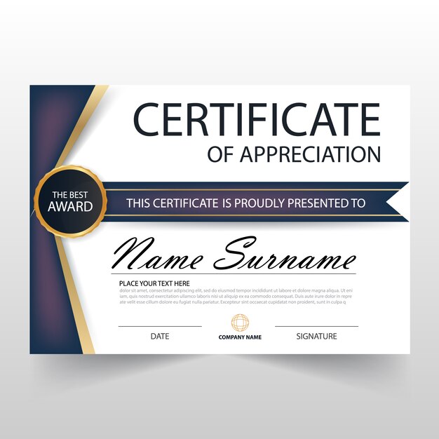 Certificado morado elegante horizontal