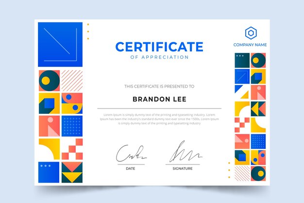 Certificado de mosaico degradado