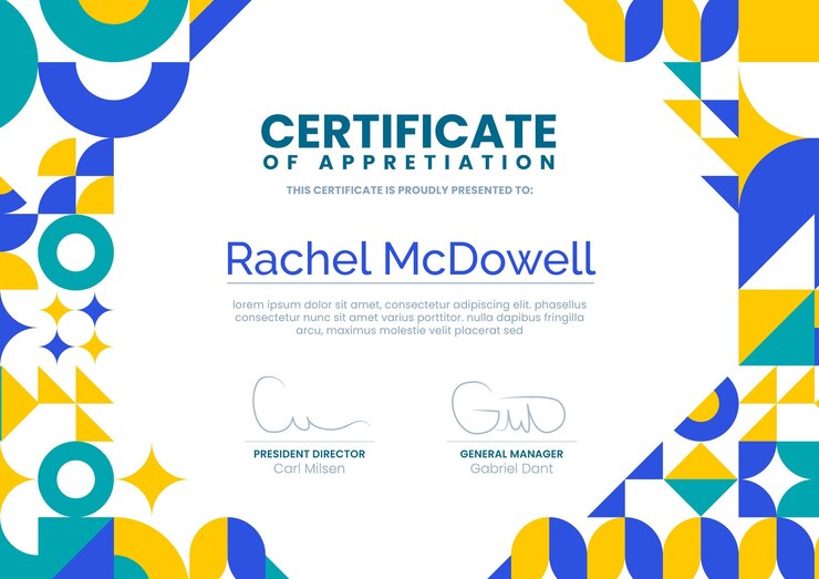 Vector gratuito certificado de mosaico plano