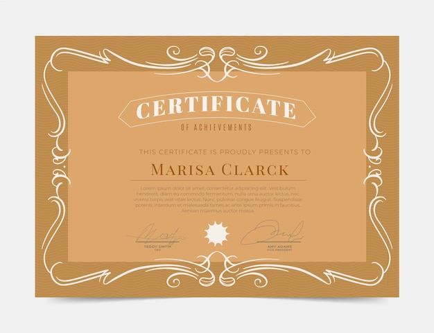 Vector gratuito certificado ornamental grabado dibujado a mano