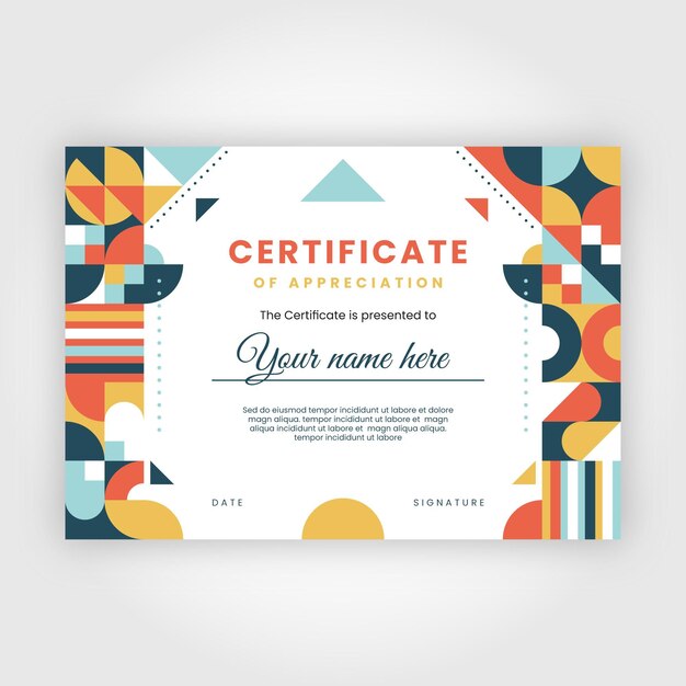 Certificado de reconocimiento mosaico