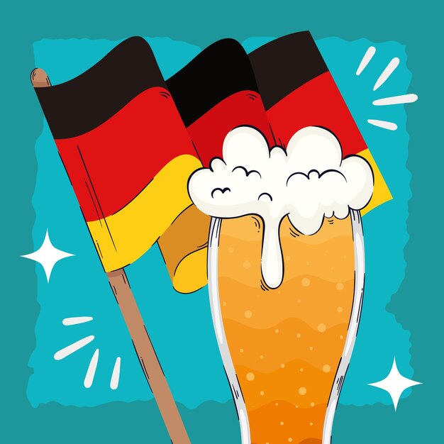 Cerveza con cartel de celebración de la bandera de Alemania.