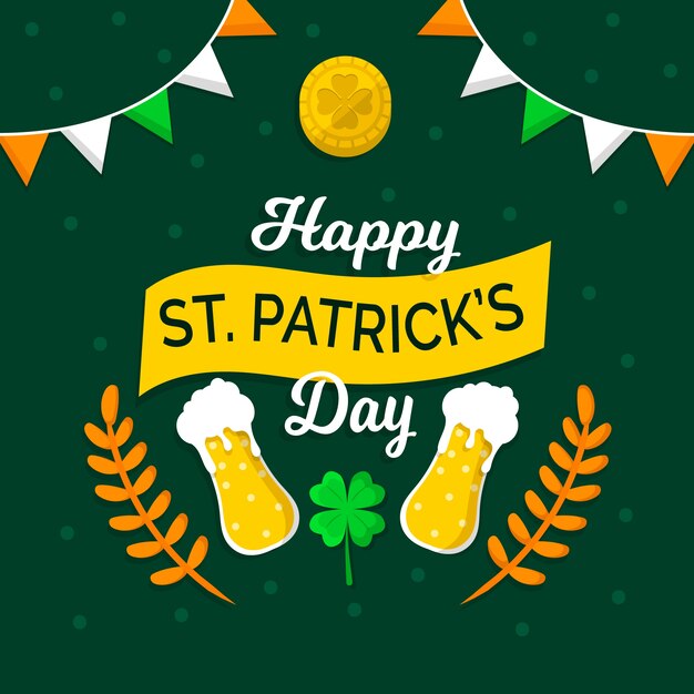 Cervezas de diseño plano del día de san patricio en vasos