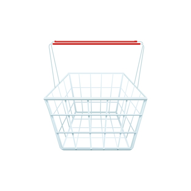Cesta de la compra para compras en un centro comercial o supermercado realista.