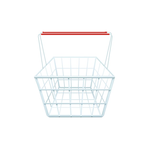 Cesta de la compra para compras en un centro comercial o supermercado realista.