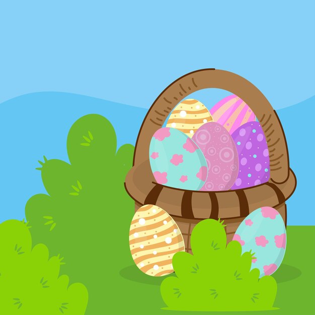 Cesta de Pascua con huevos