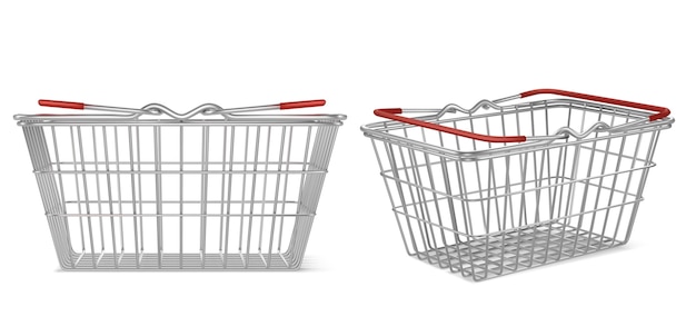 Cesta de supermercado de metal realista