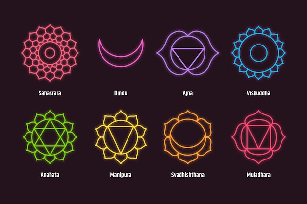 Chakras coloridos set diseño dibujado a mano