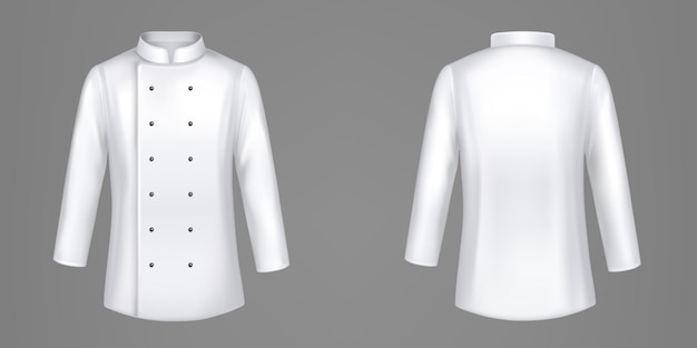 Vector gratuito chaquetas de chef blancas camisa formal de uniforme de cocinero