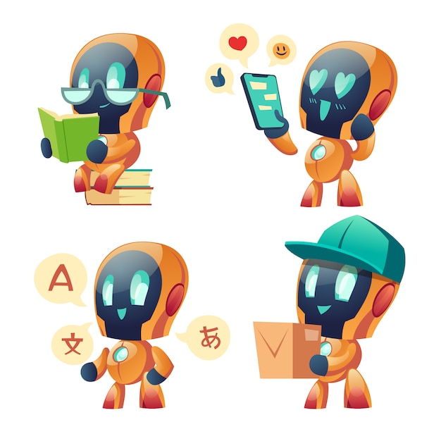 Chat bot ai robot conjunto. Futura innovación de marketing