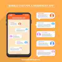 Vector gratuito chat de burbujas para aplicación de mensajería en estilo plano