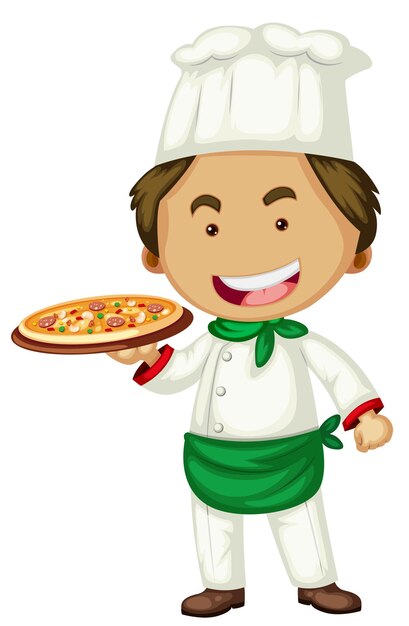 Chef masculino sirviendo pizza