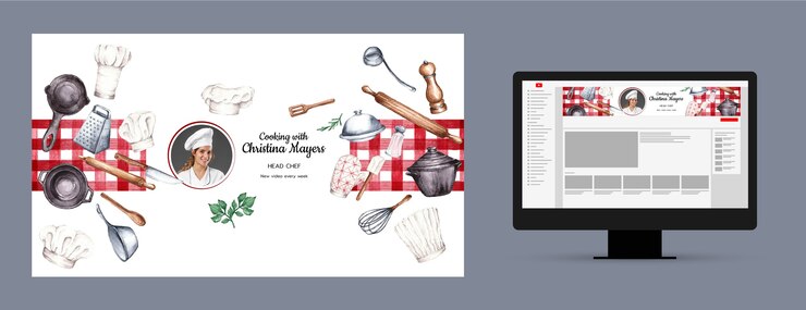 Vector gratuito chef ocupación y carrera arte del canal de youtube.