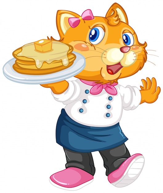 Vector gratuito un chef de postres gato