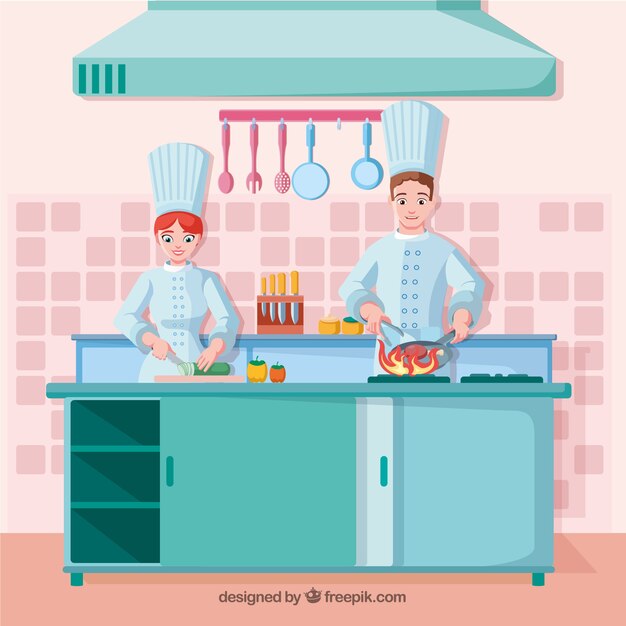 Chefs profesionales con diseño plano