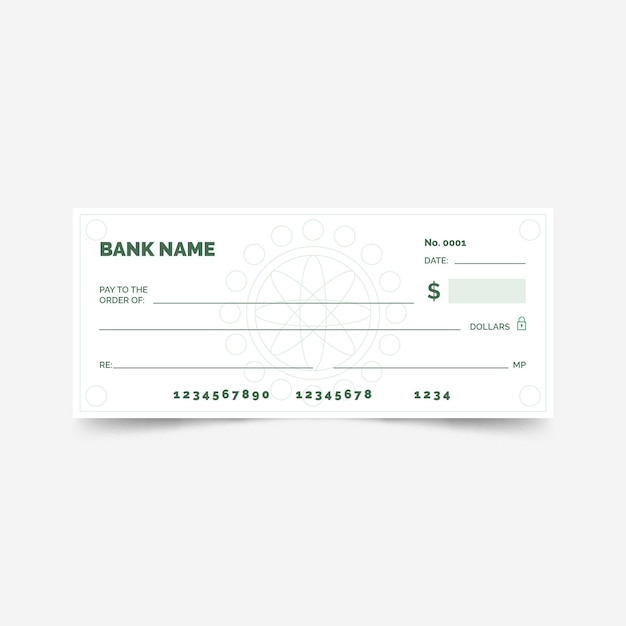 Cheque lineal plano en blanco