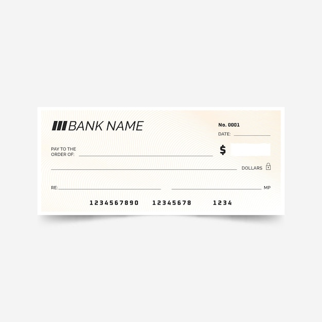 Cheque lineal plano en blanco