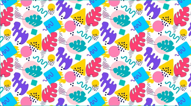 Cherful Memphis de patrones sin fisuras en estilo handdrawn