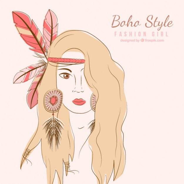 Vector gratuito chica al estilo boho pintada a mano con acuarela