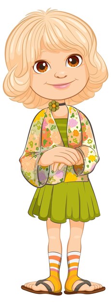 Chica alegre con vestido de primavera
