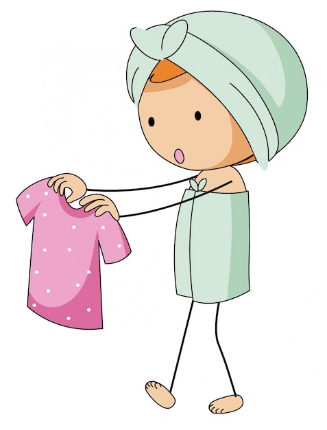 Vector gratuito chica en bathtowel con camisa rosa