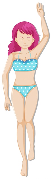 Vector gratuito chica en bikini azul acostada