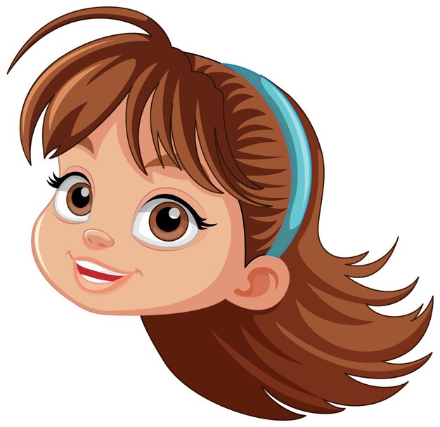 Chica con cara de dibujos animados de cabello castaño