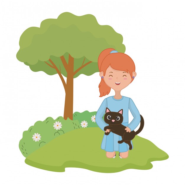 Chica con diseño de dibujos animados de gato