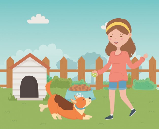Chica con diseño de dibujos animados de perro