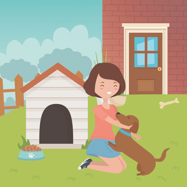Chica con diseño de dibujos animados de perro