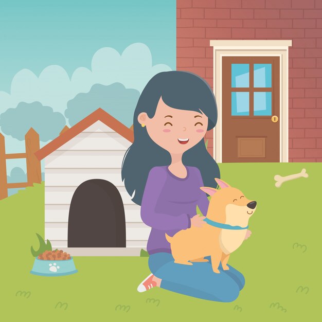 Chica con diseño de dibujos animados de perro