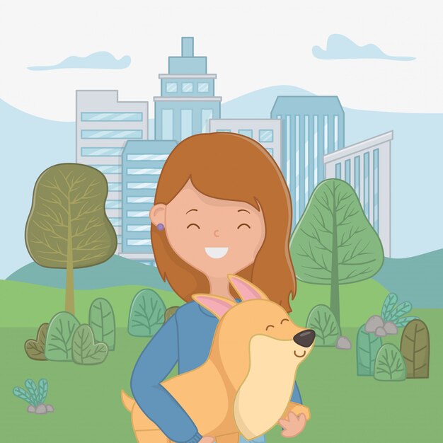 Chica con diseño de dibujos animados de perro