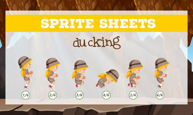 Chica ducking sprite hoja
