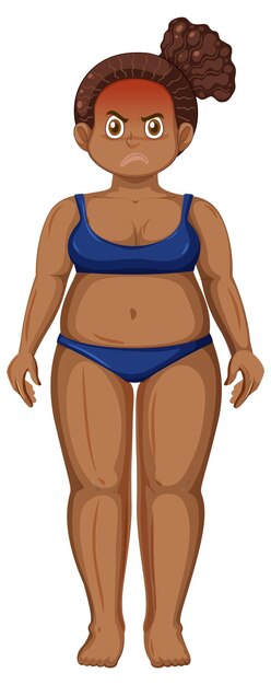 Chica enojada con cuerpo gordito