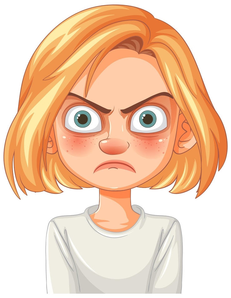 Vector gratuito la chica enojada con el pelo rubio