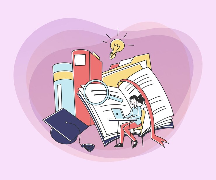 Vector gratuito chica estudiante estudiando en línea